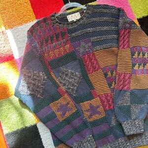 Multicolor Patchwork Crewneck Sweater